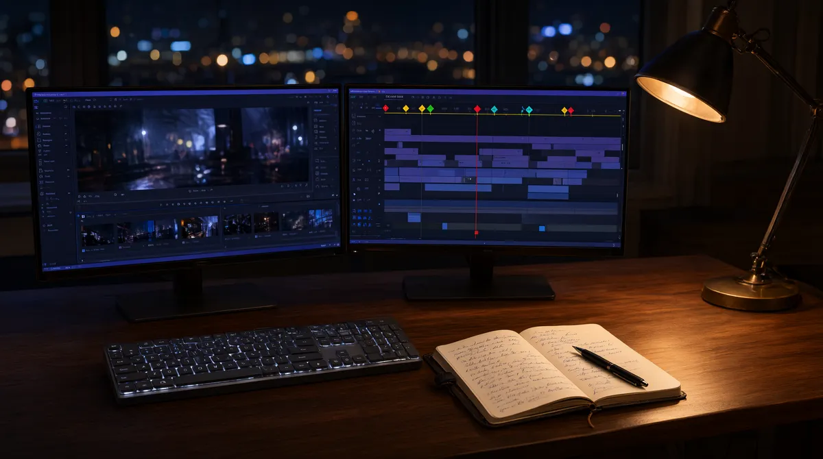 A video player on a laptop screen covered with clear timecoded comment markers a client left on specific frames.